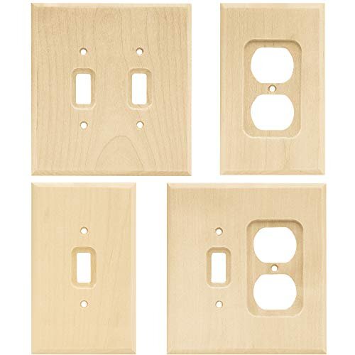 Franklin Brass W10397V-UN-C Square Single Duplex Outlet Wall Switch Plate/Cover, 3 pack, Unfinished Wood, 3 Count